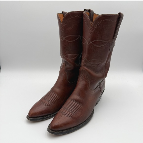 Lucchese Classics Cowboy Boots Men Handmade Brown Leather
